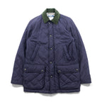 Polo Ralph Lauren 90年代 中綿 キルティングジャケット L ネイビー 襟コーデュロイ ダブルジップ チンストラップ エルボーパッチ 裏地チェック