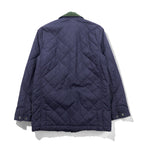 Polo Ralph Lauren 90年代 中綿 キルティングジャケット L ネイビー 襟コーデュロイ ダブルジップ チンストラップ エルボーパッチ 裏地チェック