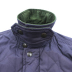 Polo Ralph Lauren 90年代 中綿 キルティングジャケット L ネイビー 襟コーデュロイ ダブルジップ チンストラップ エルボーパッチ 裏地チェック