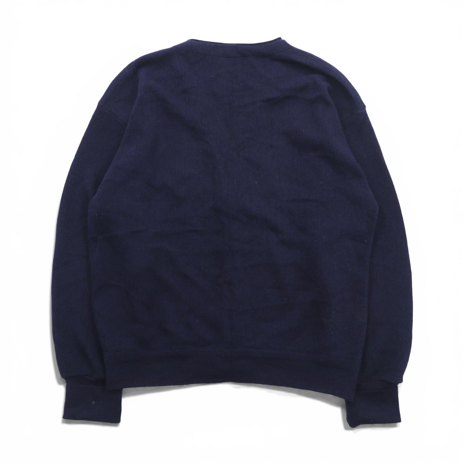 chabala 80s France Vintage Knitwear Vネック ニット カーディガン L ネイビー フランス製