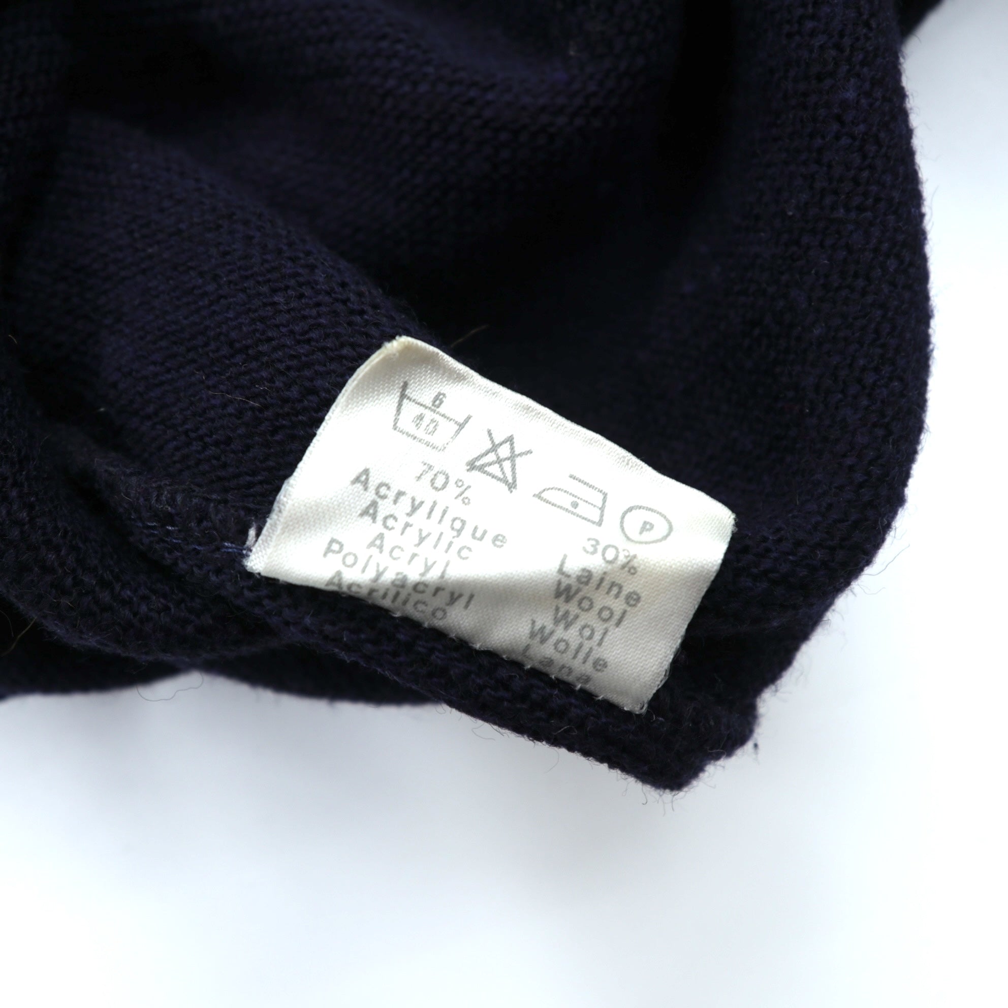 chabala 80s France Vintage Knitwear Vネック ニット カーディガン L ネイビー フランス製