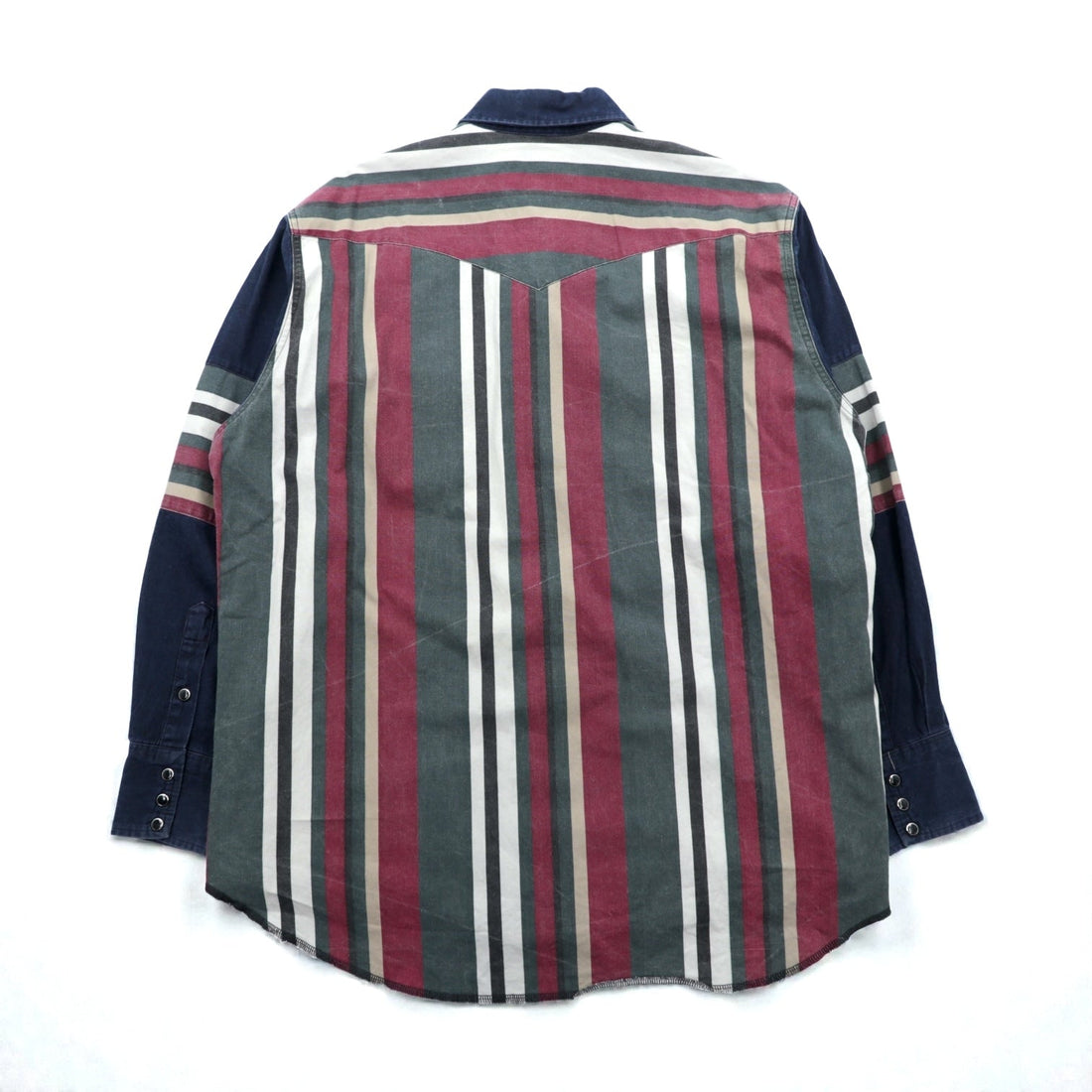 Wrangler 90s Denim Western Shirt, XL, Navy, Striped Chest Pocket, Paneled Design