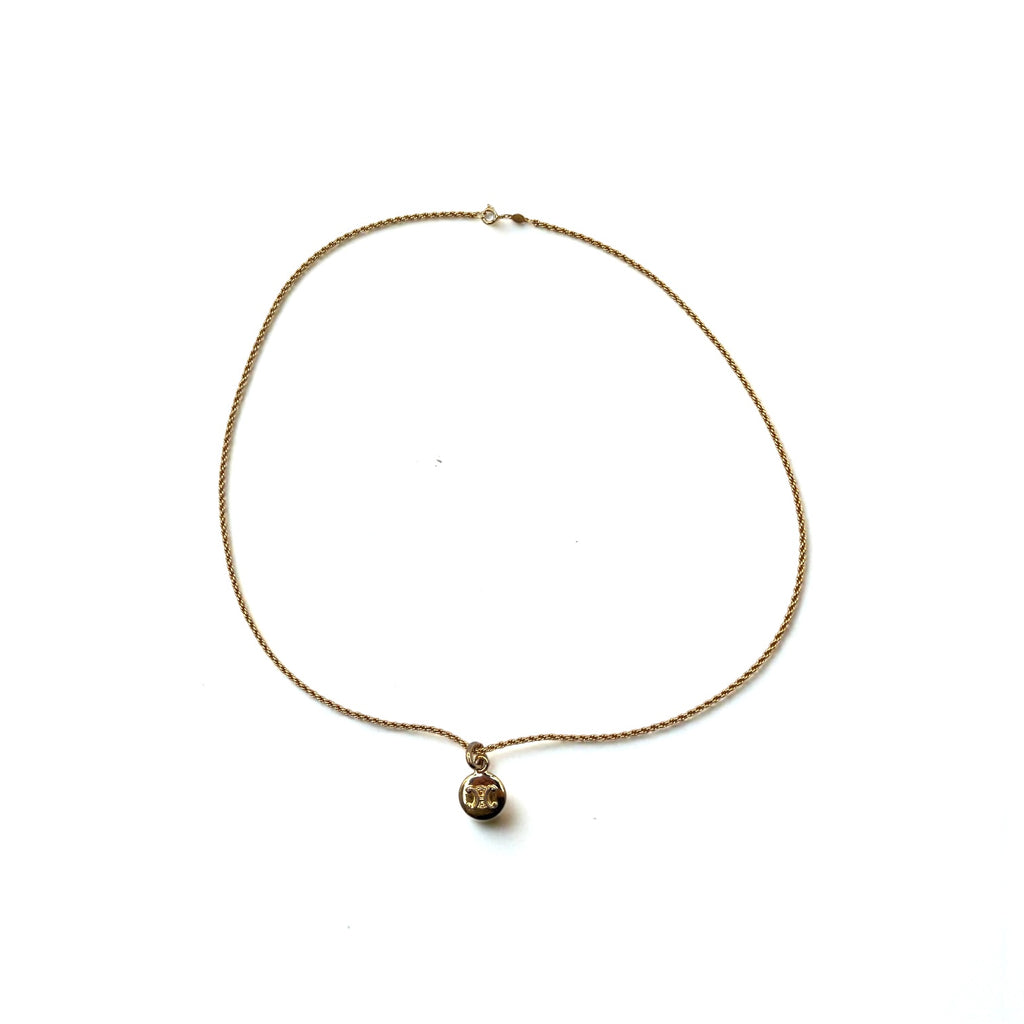 CELINE ヴィンテージ トリオンフ ロゴメダル コイン ネックレス ゴールド ロープチェーン