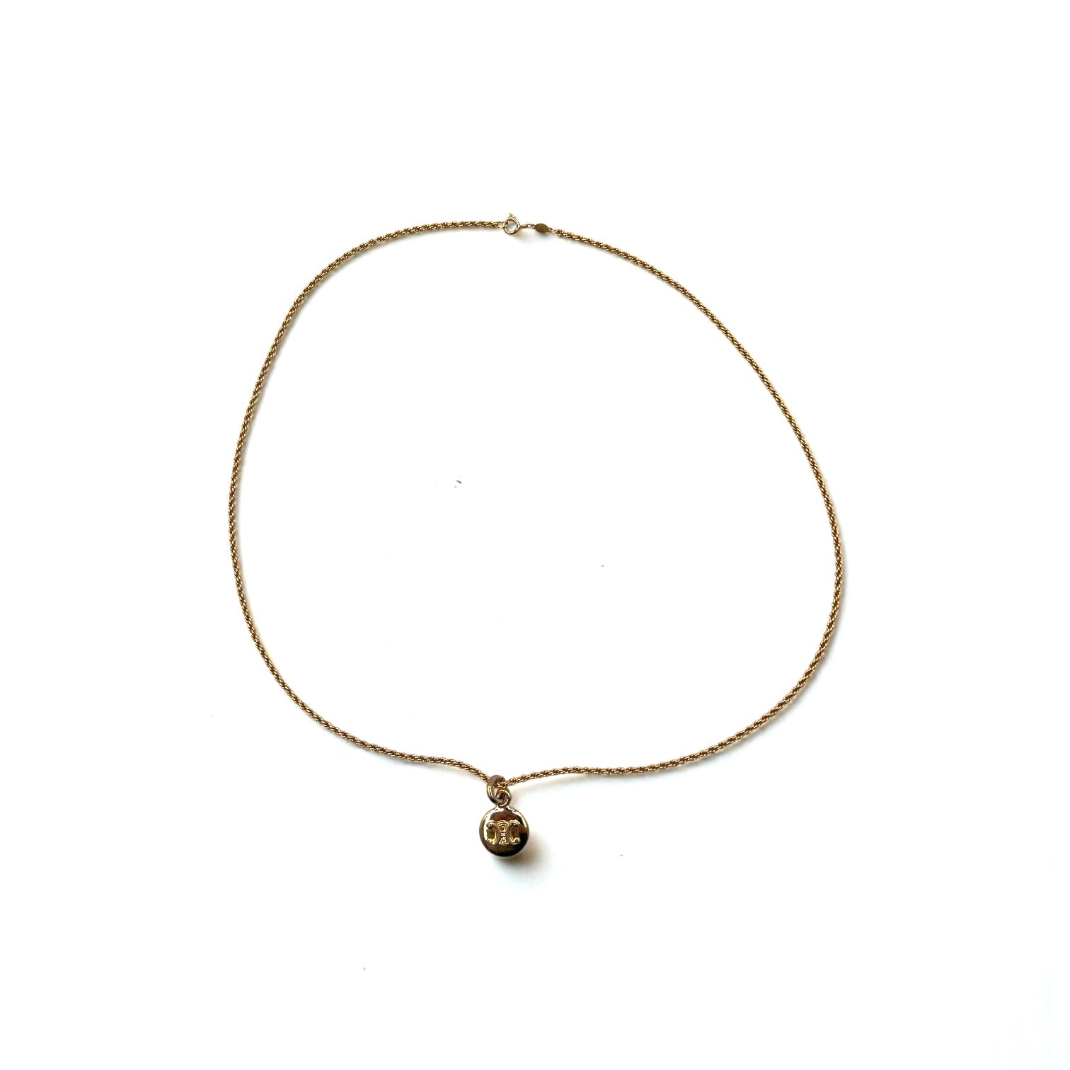 CELINE ヴィンテージ トリオンフ ロゴメダル コイン ネックレス ゴールド ロープチェーン