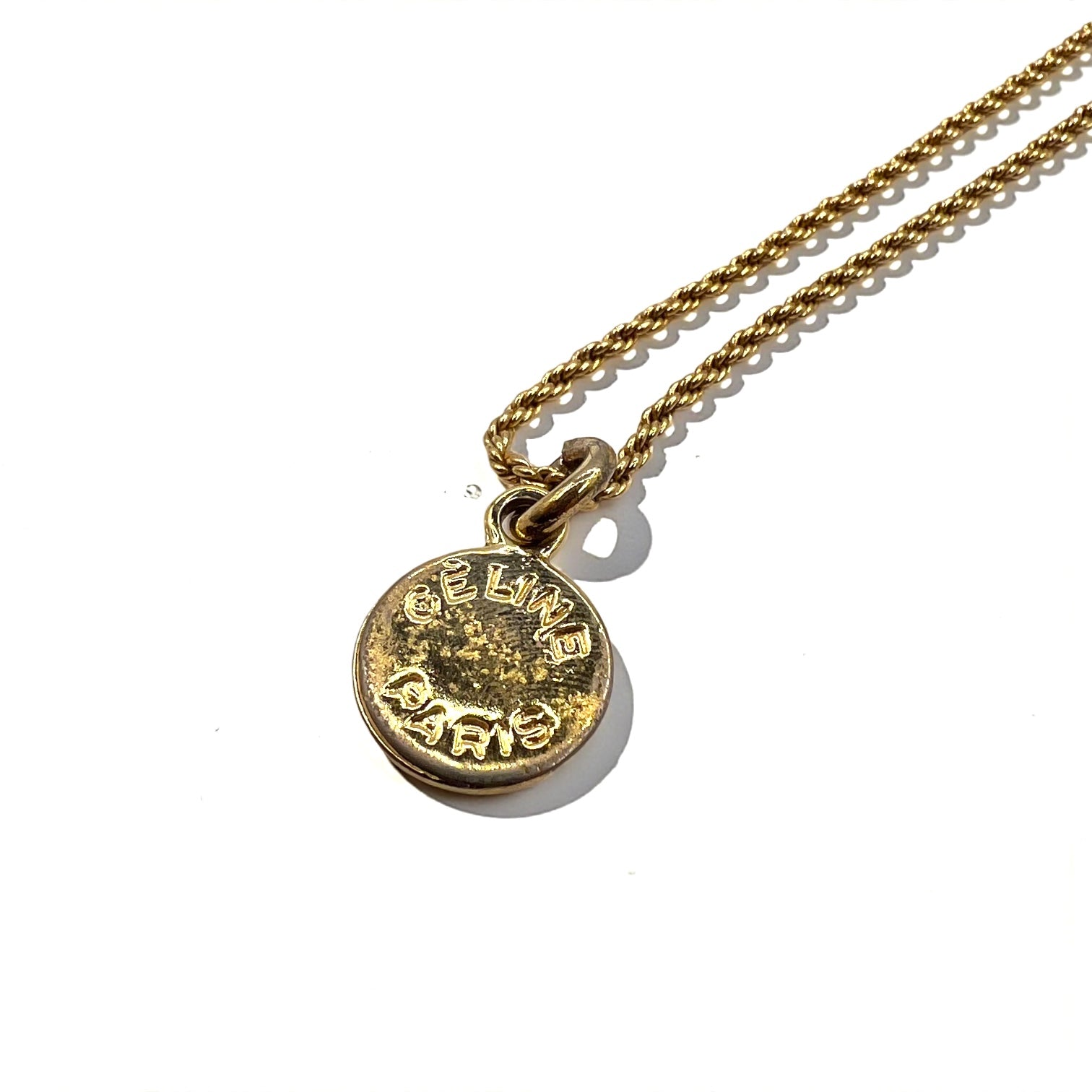 CELINE ヴィンテージ トリオンフ ロゴメダル コイン ネックレス ゴールド ロープチェーン