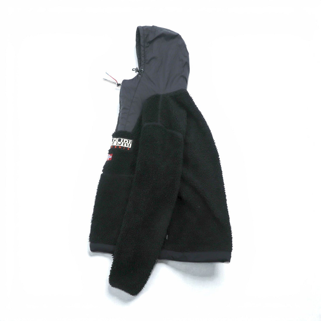 NAPAPIJRI Half Zip Anorak Hoodie Sherpa Fleece Jacket M Black Drawcord Teide N0Y13M