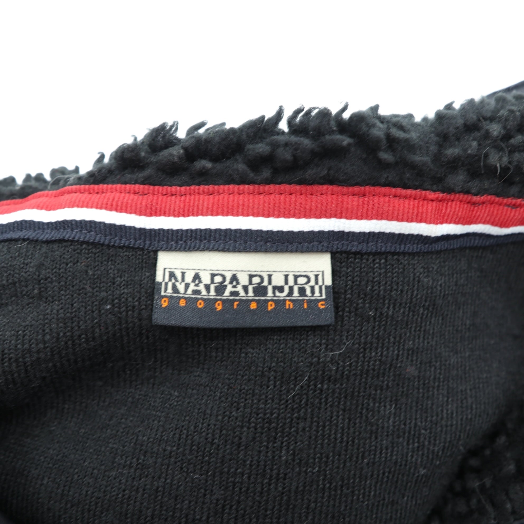 NAPAPIJRI ハーフジップ アノラックパーカー シェルパ フリースジャケット M ブラック ドローコード Teide Fleece Hoodie N0Y13M