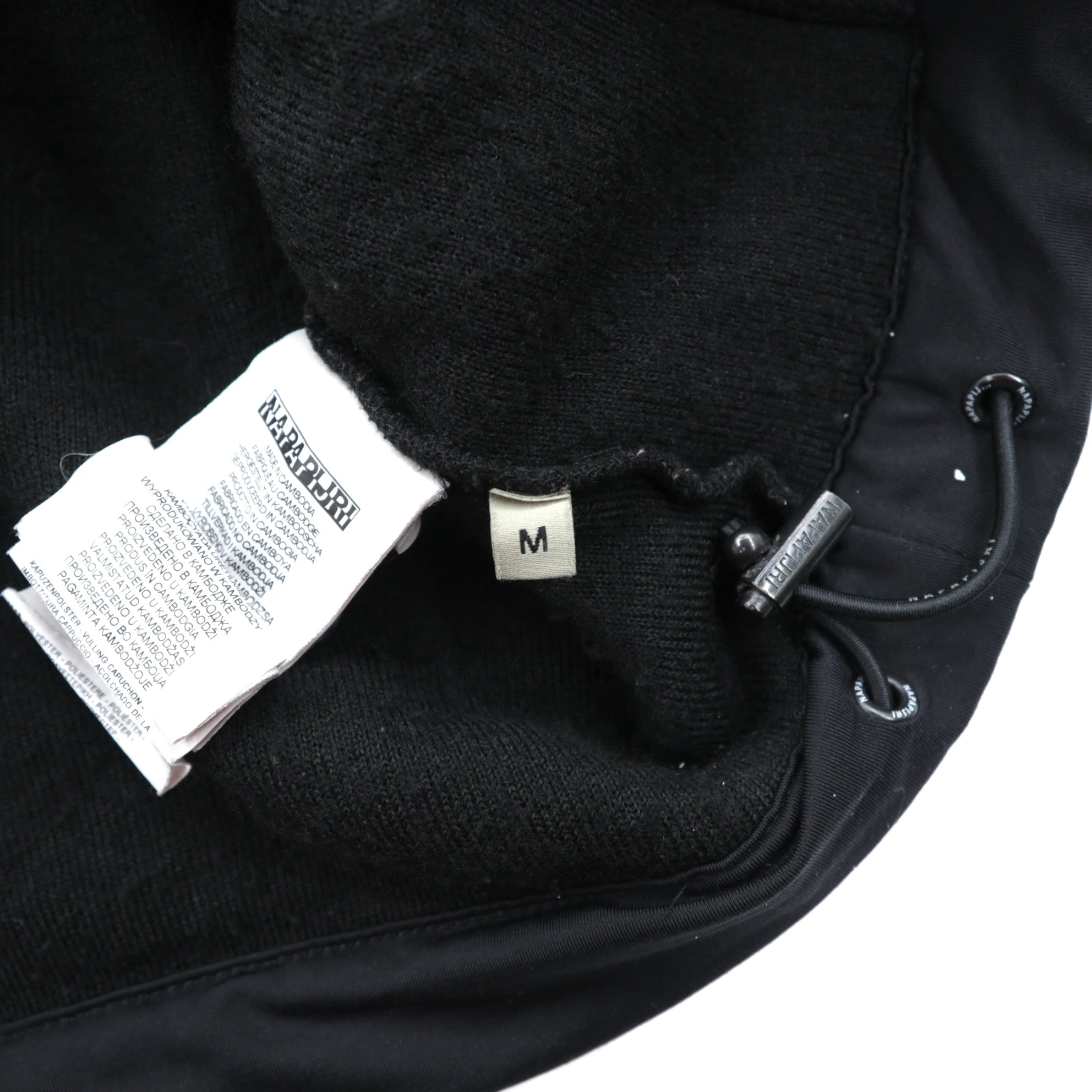 NAPAPIJRI ハーフジップ アノラックパーカー シェルパ フリースジャケット M ブラック ドローコード Teide Fleece Hoodie N0Y13M