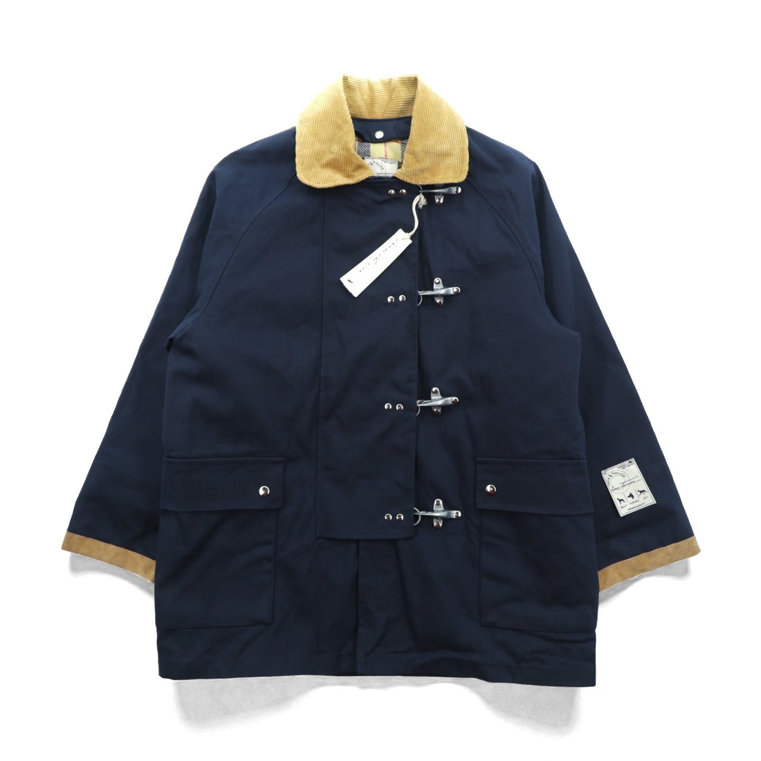 Iron trevor イタリア製 ダック ファイヤーマンジャケット カバーオール 2XL ネイビー 襟コーデュロイ ライナー着脱式 チンストラップ 未使用品