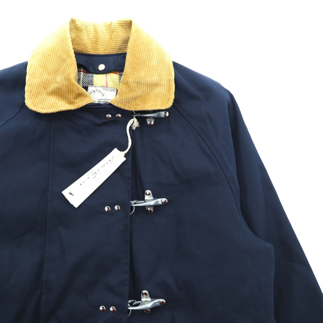 Iron trevor イタリア製 ダック ファイヤーマンジャケット カバーオール 2XL ネイビー 襟コーデュロイ ライナー着脱式 チンストラップ 未使用品