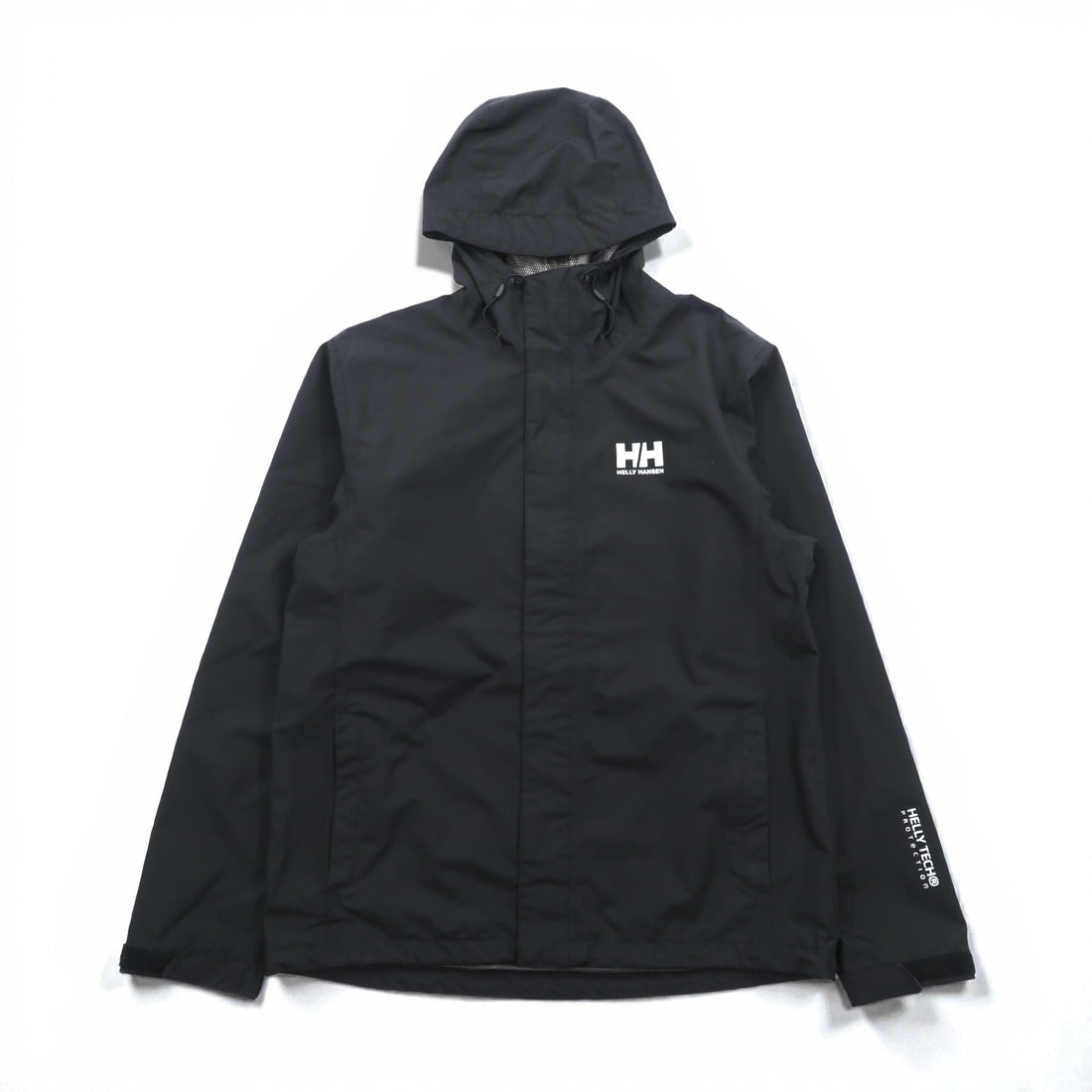 HELLY HANSEN Waterproof Rain Jacket Mountain Parka L Black Drawcord SEVEN J TECH NB4 62047