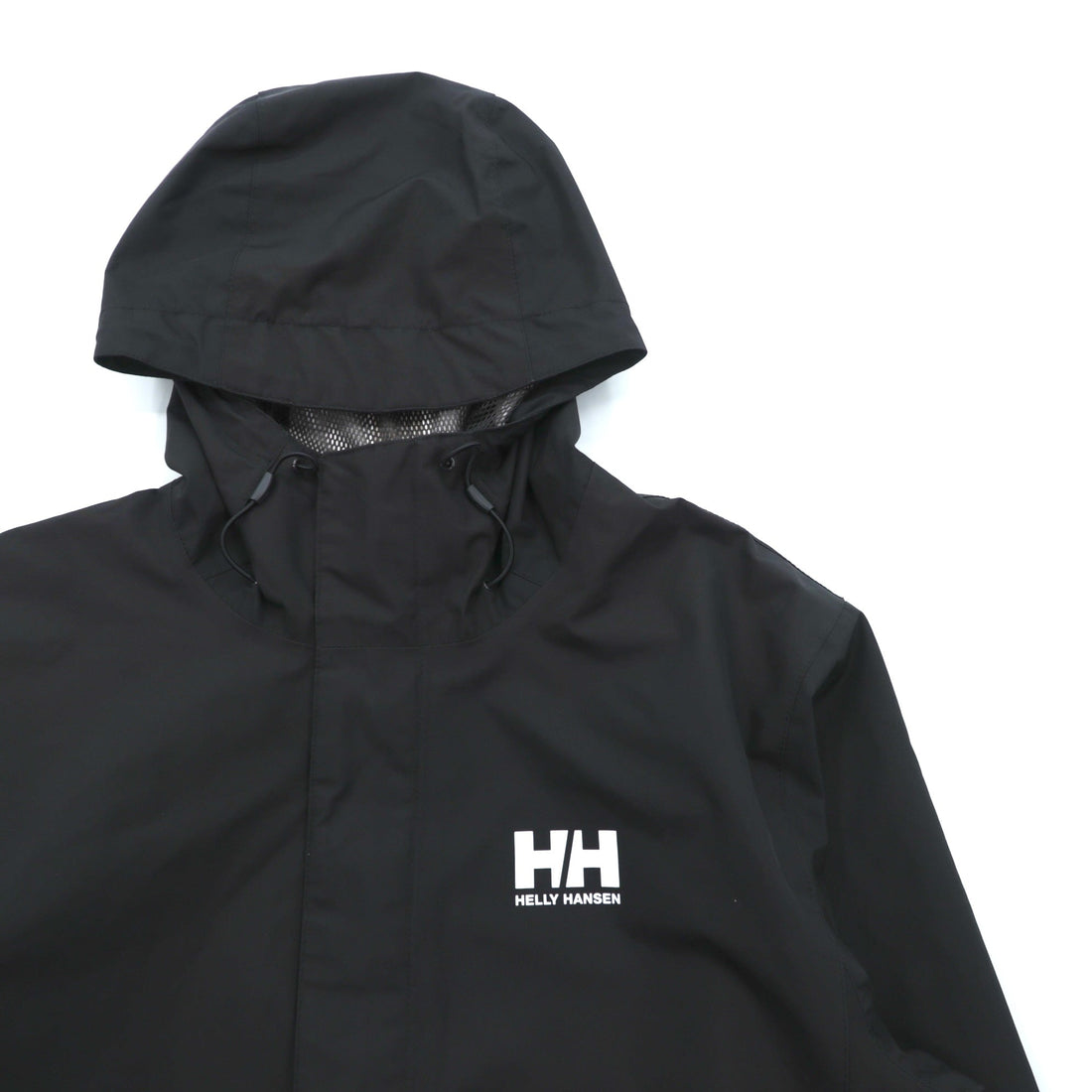 HELLY HANSEN Waterproof Rain Jacket Mountain Parka L Black Drawcord SEVEN J TECH NB4 62047