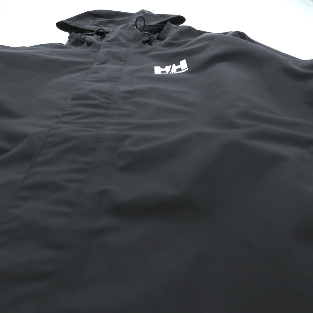 HELLY HANSEN Waterproof Rain Jacket Mountain Parka L Black Drawcord SEVEN J TECH NB4 62047