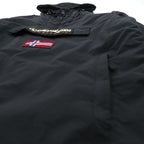 NAPAPIJRI フリース裏地 ハーフジップ 中綿 アノラックパーカー ナイロンジャケット XL ブラック サイドジップ スリット