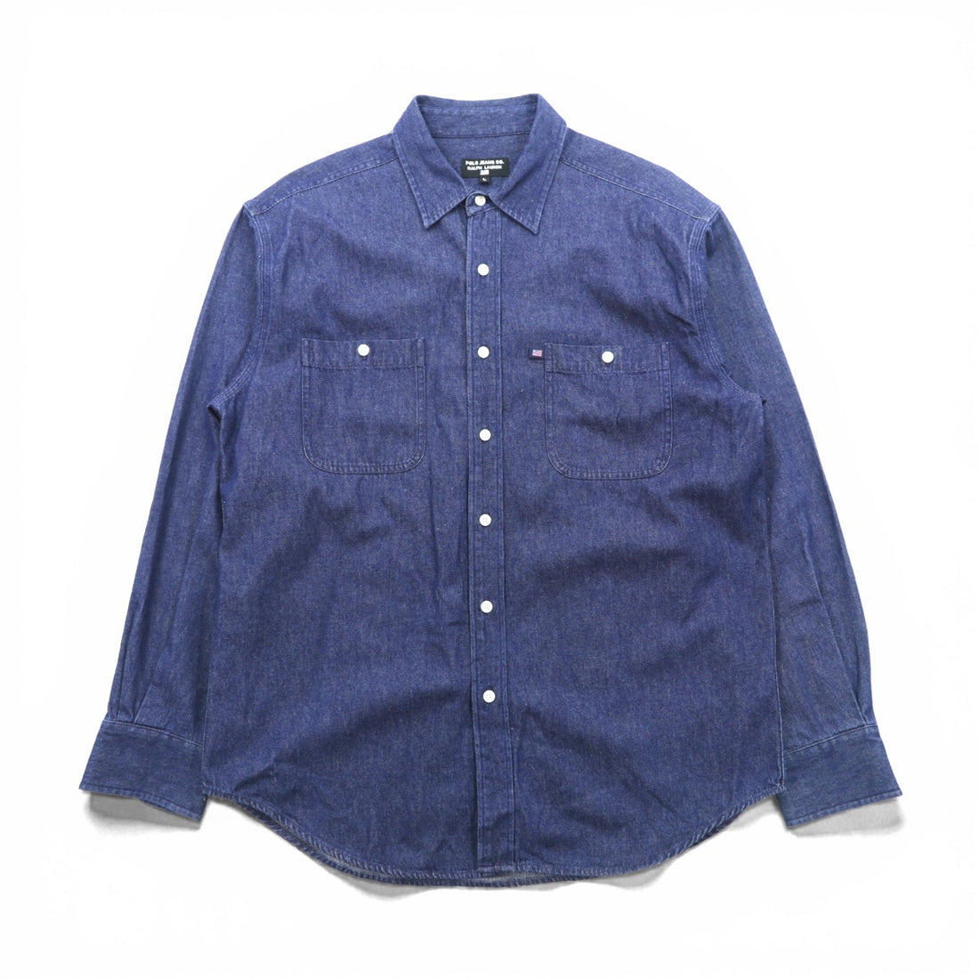 POLO JEANS CO. RALPH LAUREN 90年代 デニム シャツ L インディゴ ブルー 胸ポケット