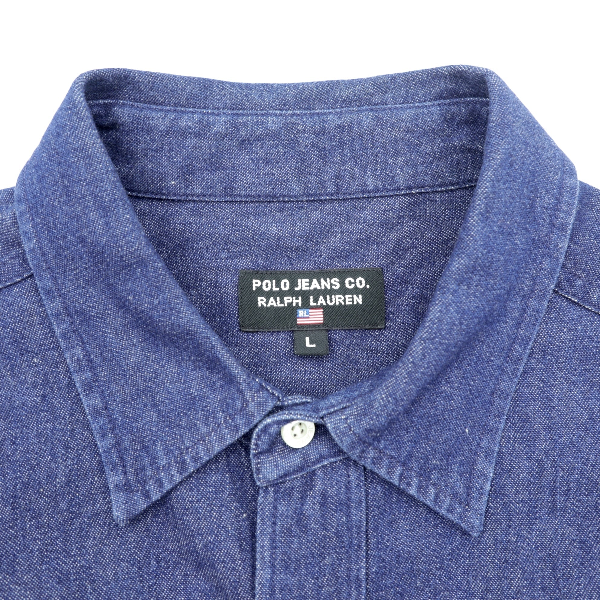 POLO JEANS CO. RALPH LAUREN 90年代 デニム シャツ L インディゴ ブルー 胸ポケット