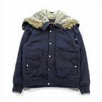 Woolrich N-2B フライトジャケット 中綿 ボンバージャケット L ネイビー 短丈 ナイロン ラビットパーカー フェイクファー