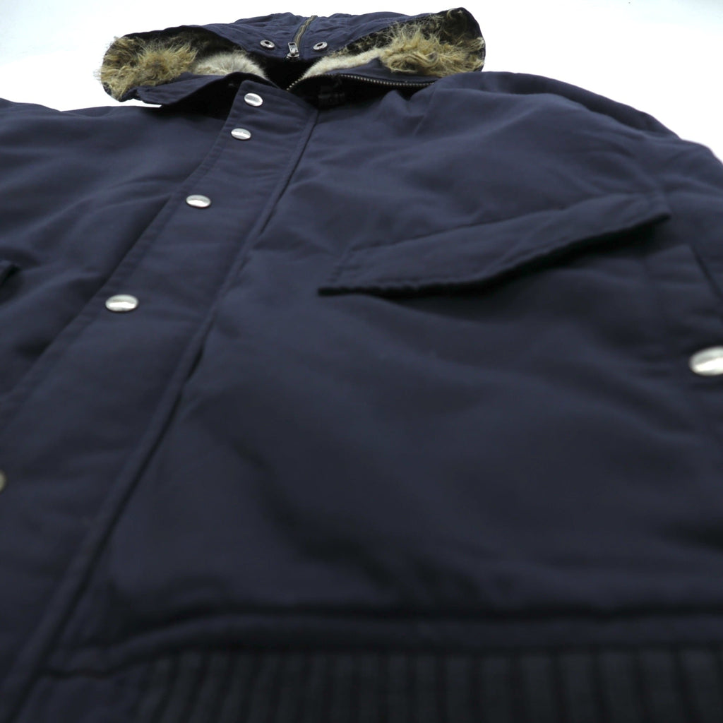 Woolrich N-2B フライトジャケット 中綿 ボンバージャケット L ネイビー 短丈 ナイロン ラビットパーカー フェイクファー
