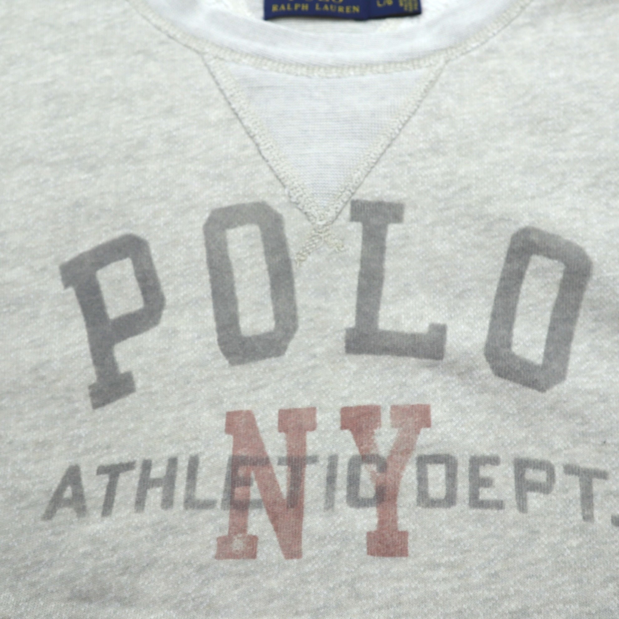 Polo Ralph Lauren 両V 染み込みプリントアーチロゴ スウェット トレーナー L グレー NY ATHLETIC DEPT.