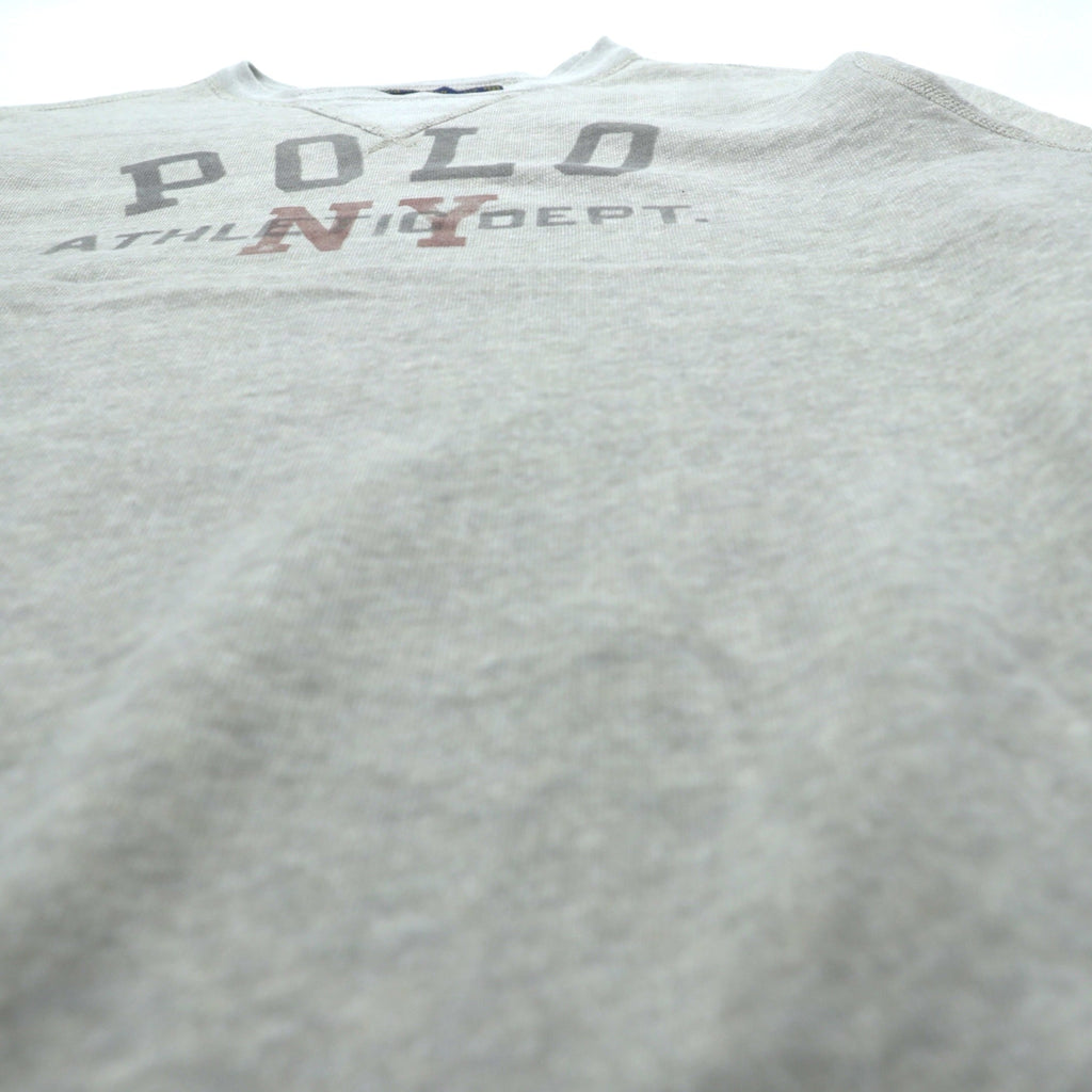 Polo Ralph Lauren 両V 染み込みプリントアーチロゴ スウェット トレーナー L グレー NY ATHLETIC DEPT.
