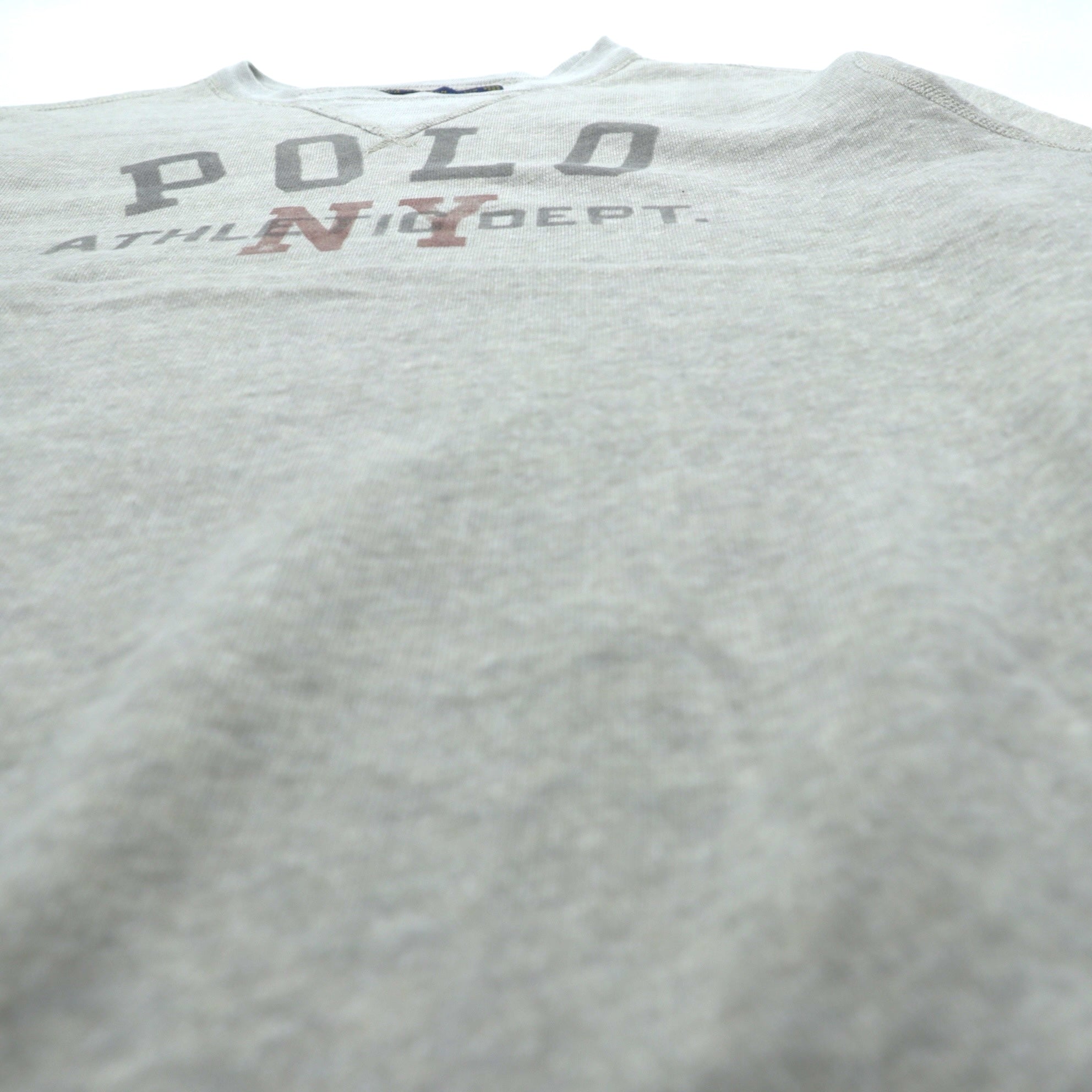 Polo Ralph Lauren 両V 染み込みプリントアーチロゴ スウェット トレーナー L グレー NY ATHLETIC DEPT.