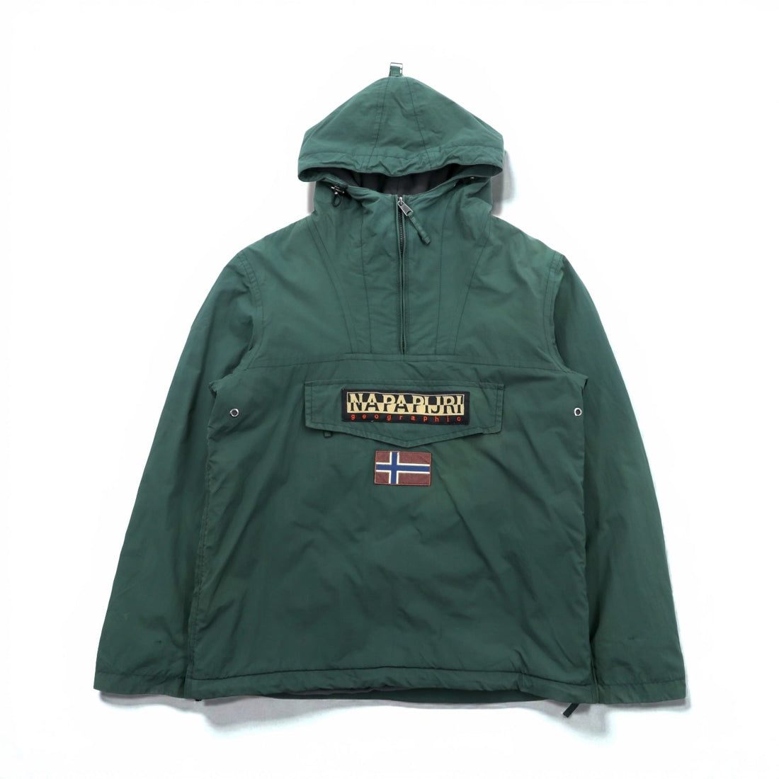 NAPAPIJRI ハーフジップ アノラックパーカー ナイロンジャケット フリースライナー L カーキ RAIN FOREST WINTER ANORAK TAPED SEAMS N0Y7H2