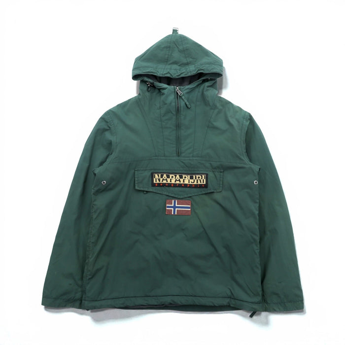 NAPAPIJRI ハーフジップ アノラックパーカー ナイロンジャケット フリースライナー L カーキ RAIN FOREST WINTER ANORAK TAPED SEAMS N0Y7H2