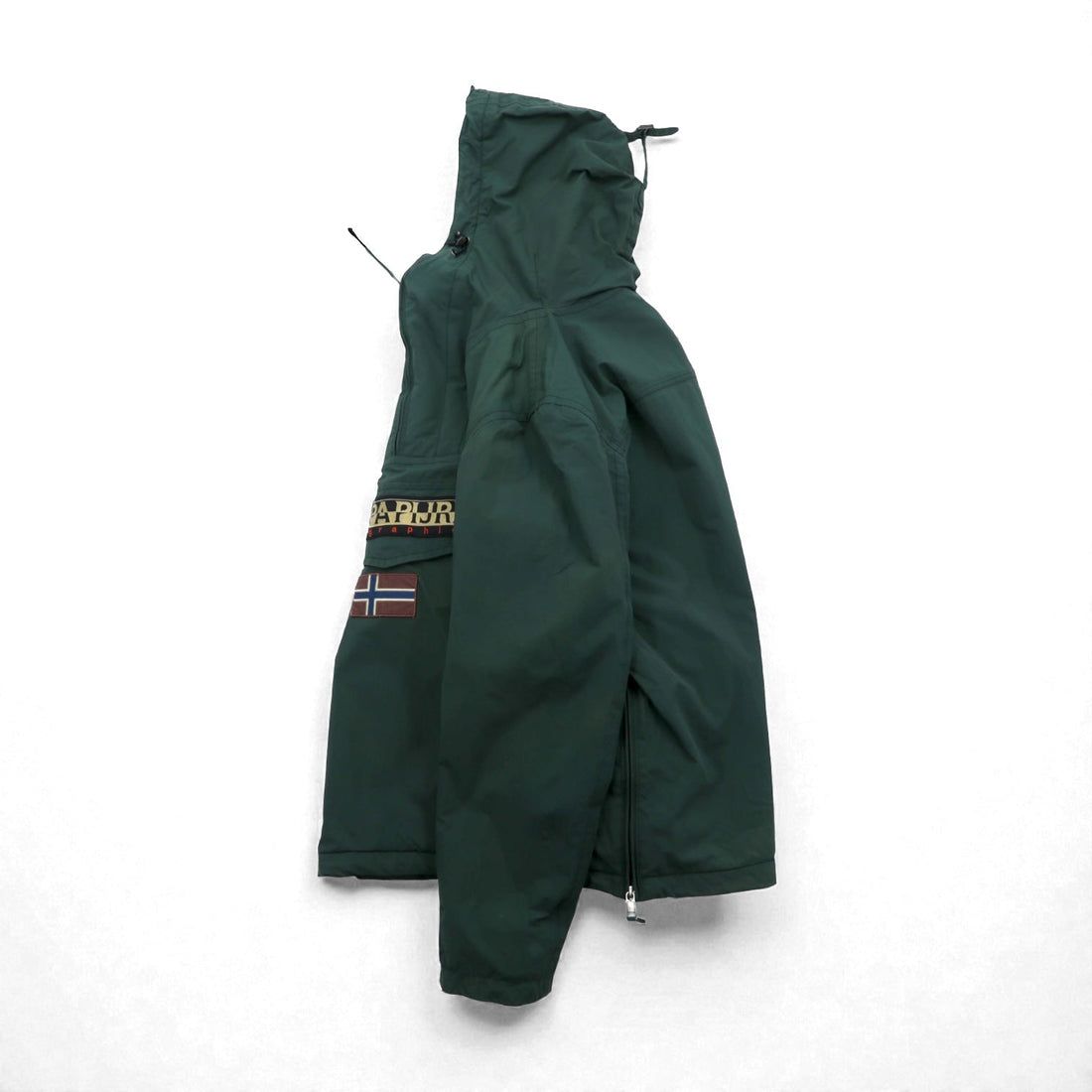 NAPAPIJRI Half Zip Anorak Hoodie Nylon Jacket Fleece liner L Khaki RAIN FOREST WINTER TAPED SEAMS N0Y7H2