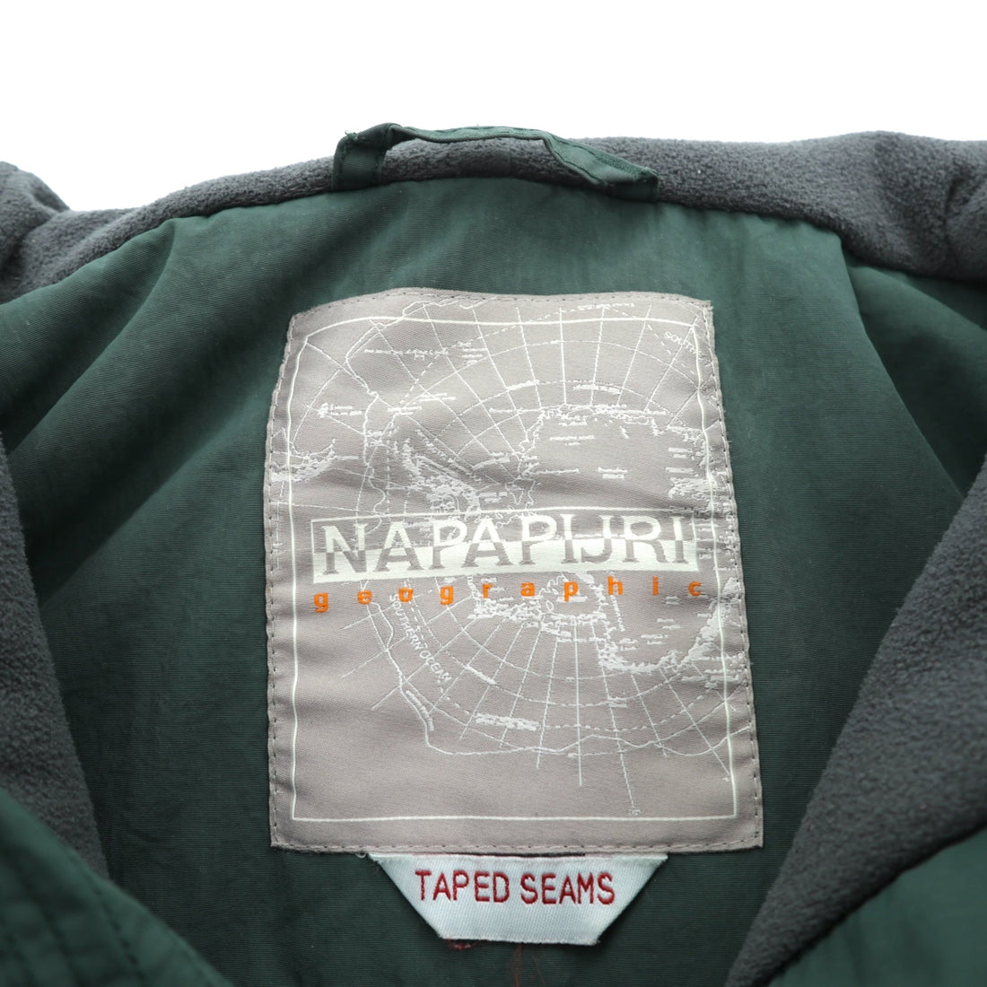 NAPAPIJRI Half Zip Anorak Hoodie Nylon Jacket Fleece liner L Khaki RAIN FOREST WINTER TAPED SEAMS N0Y7H2