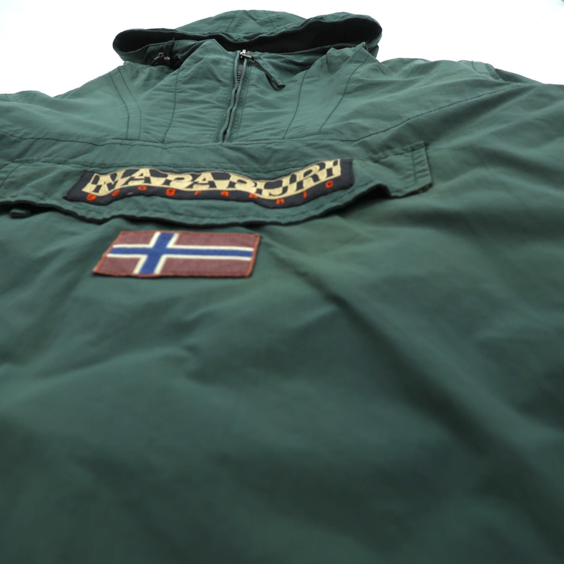 NAPAPIJRI Half Zip Anorak Hoodie Nylon Jacket Fleece liner L Khaki RAIN FOREST WINTER TAPED SEAMS N0Y7H2