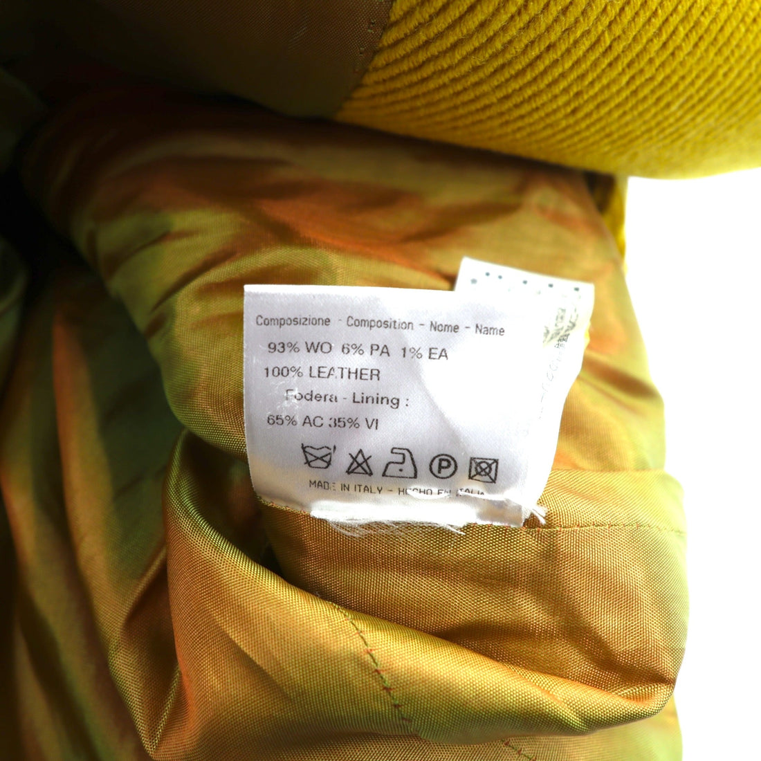 Brioni Made in Italy Corduroy 3B Tailored Jacket Leather L Yellow Wool