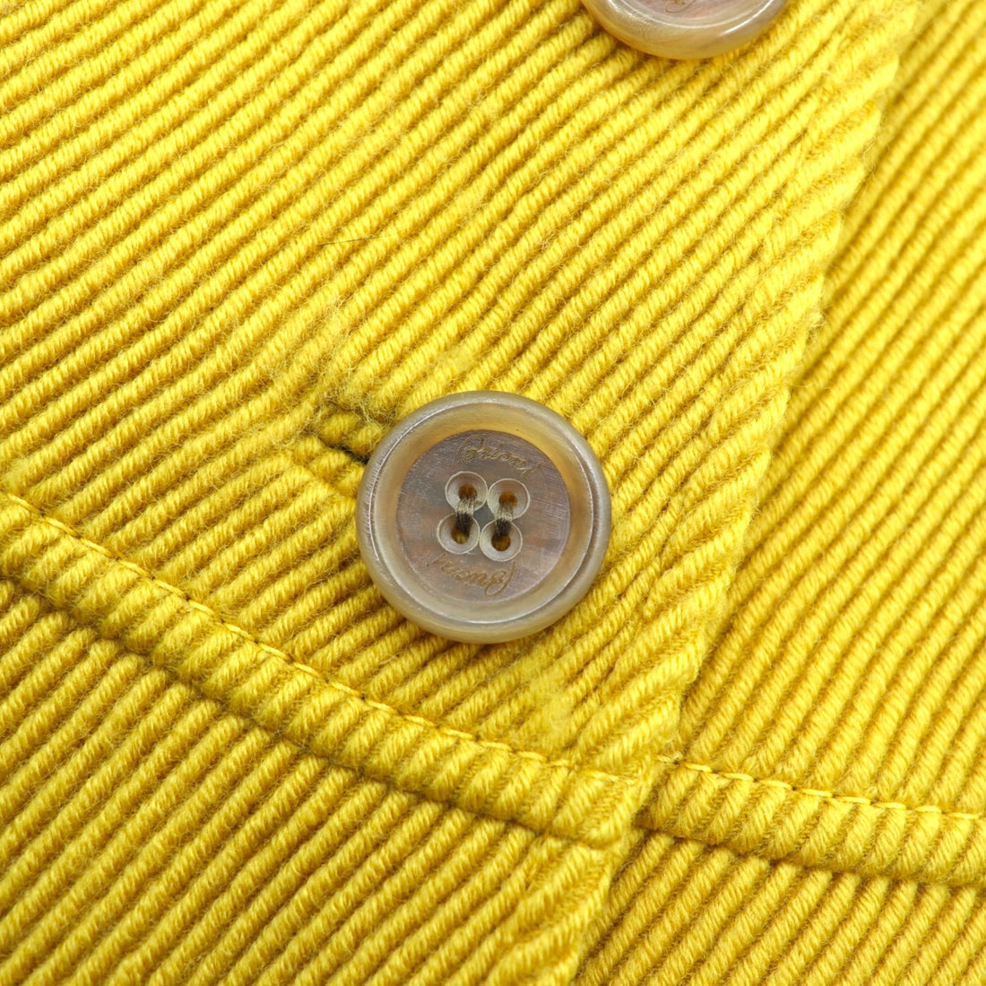 Brioni Made in Italy Corduroy 3B Tailored Jacket Leather L Yellow Wool