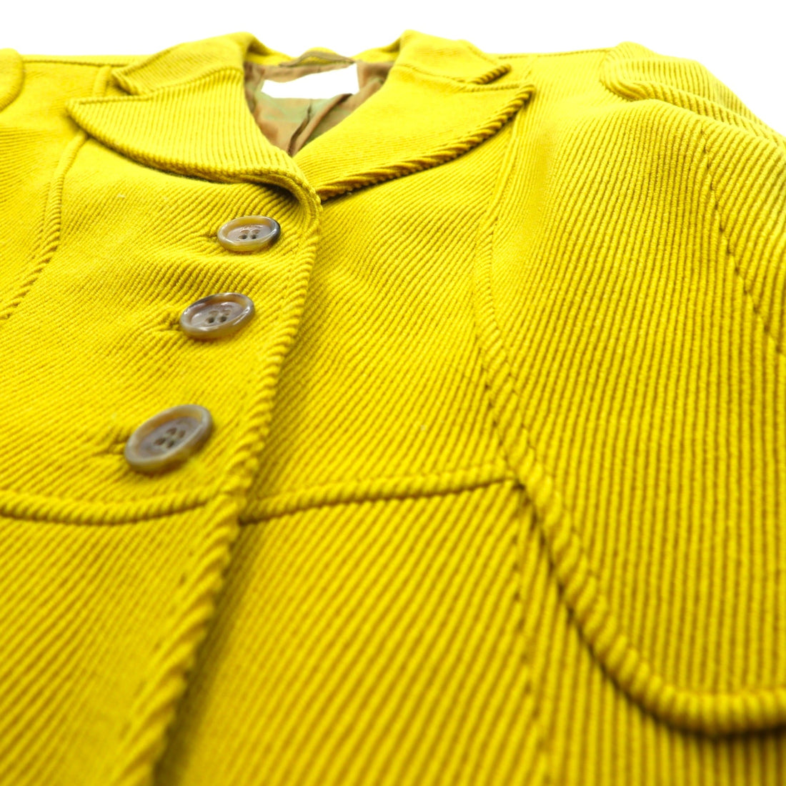 Brioni Made in Italy Corduroy 3B Tailored Jacket Leather L Yellow Wool
