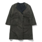 Johnbull リバーシブル 2WAY フェイクムートン コート ノーカラーコート S ブラウン ボア AH066M