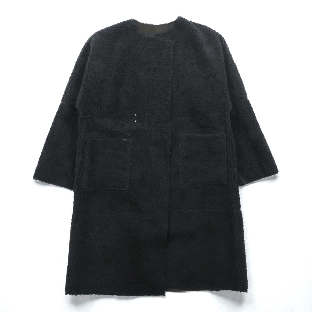 Johnbull リバーシブル 2WAY フェイクムートン コート ノーカラーコート S ブラウン ボア AH066M