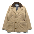 CURLY シングルオフィサー ピーコート M ベージュ 襟コーデュロイ ピークドラペル SINGLE OFFICER PEA COAT 日本製