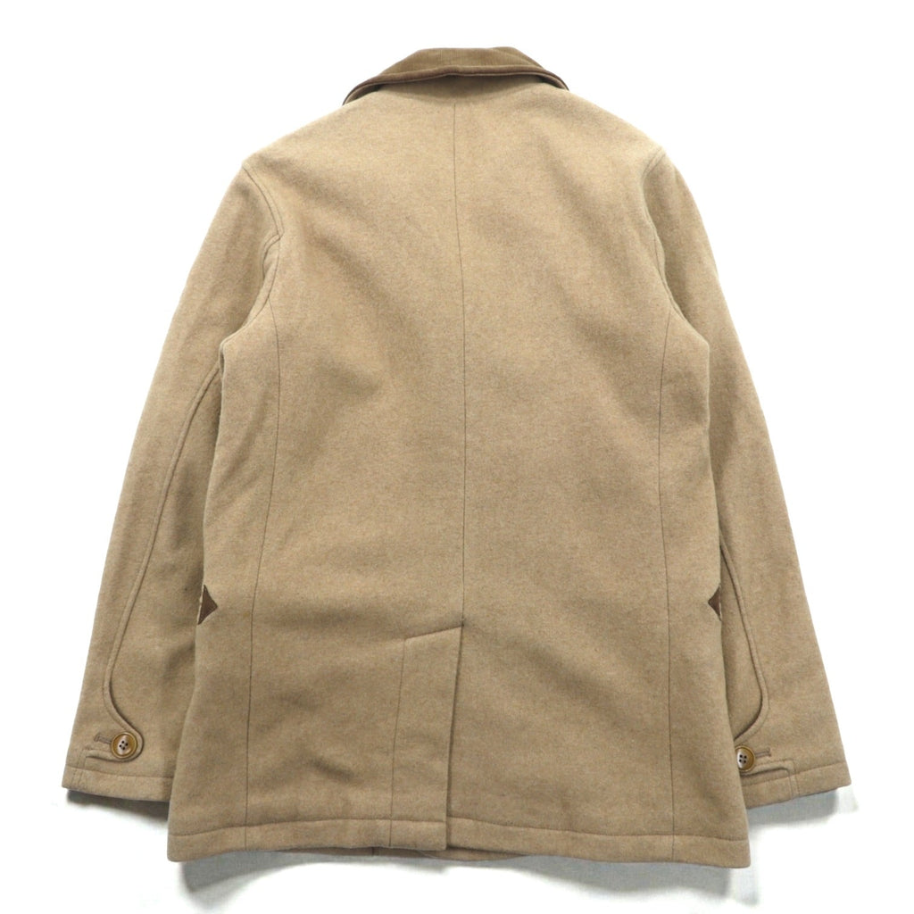 CURLY シングルオフィサー ピーコート M ベージュ 襟コーデュロイ ピークドラペル SINGLE OFFICER PEA COAT 日本製