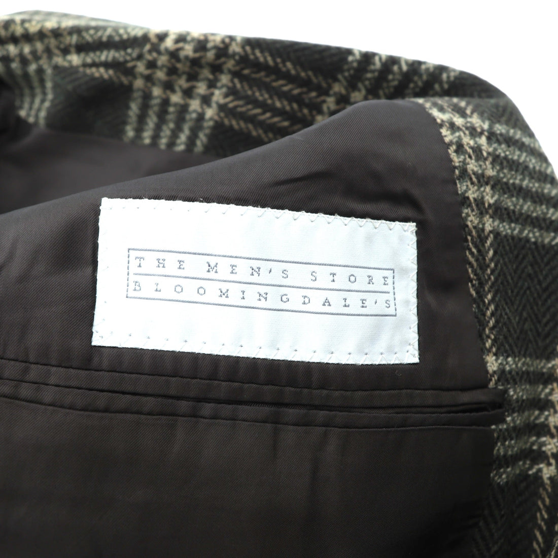 GIORGIO ARMANI Made in Italy LE COLLEZIONI Tweed 2B Tailored Jacket Leather L Brown Wool Check BLOOMINGDALE'S