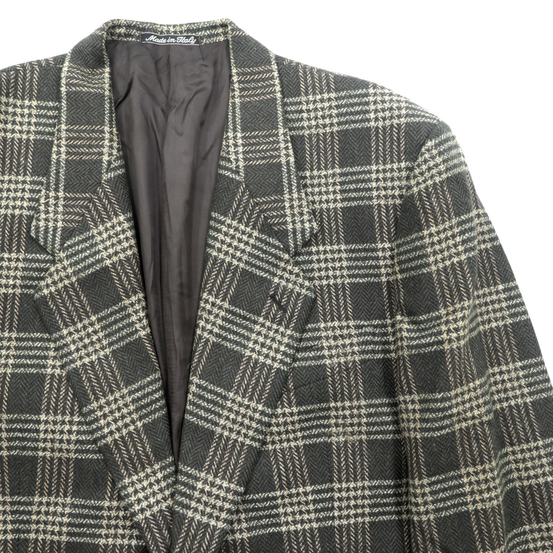 GIORGIO ARMANI Made in Italy LE COLLEZIONI Tweed 2B Tailored Jacket Leather L Brown Wool Check BLOOMINGDALE'S