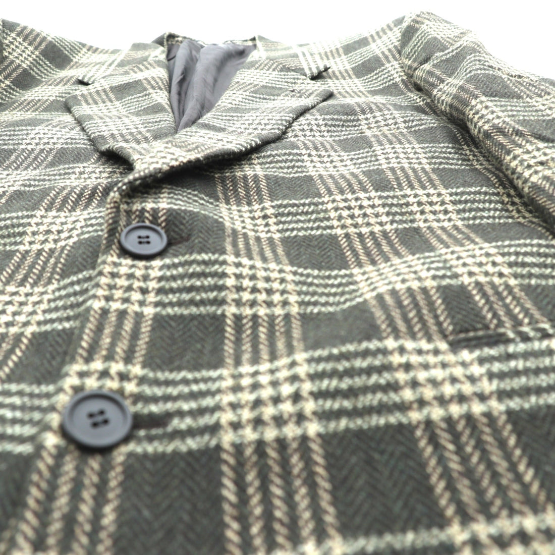GIORGIO ARMANI Made in Italy LE COLLEZIONI Tweed 2B Tailored Jacket Leather L Brown Wool Check BLOOMINGDALE'S