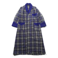 70s Vintage Robe Coat 英国製 ガウン ローブ コート FREE ブルー 刺繍 ウール チェック イギリス製