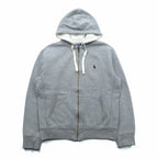 Polo Ralph Lauren 90年代 リバースウィーブ ジップパーカー M グレー スモールポニー刺繍 サーマル裏地