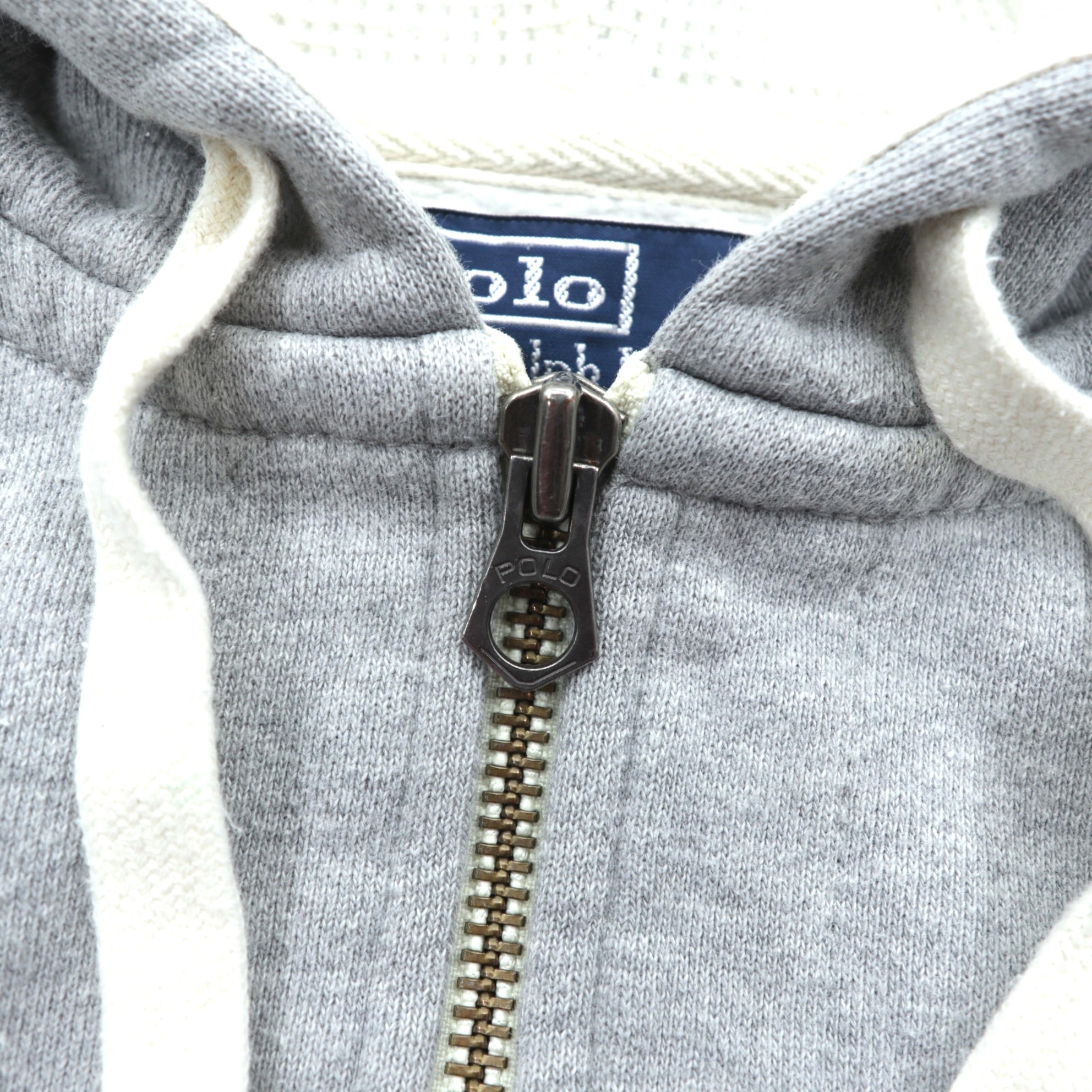 Polo Ralph Lauren 90年代 リバースウィーブ ジップパーカー M グレー スモールポニー刺繍 サーマル裏地