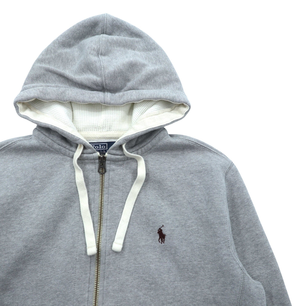 Polo Ralph Lauren 90年代 リバースウィーブ ジップパーカー M グレー スモールポニー刺繍 サーマル裏地