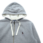 Polo Ralph Lauren 90年代 リバースウィーブ ジップパーカー M グレー スモールポニー刺繍 サーマル裏地