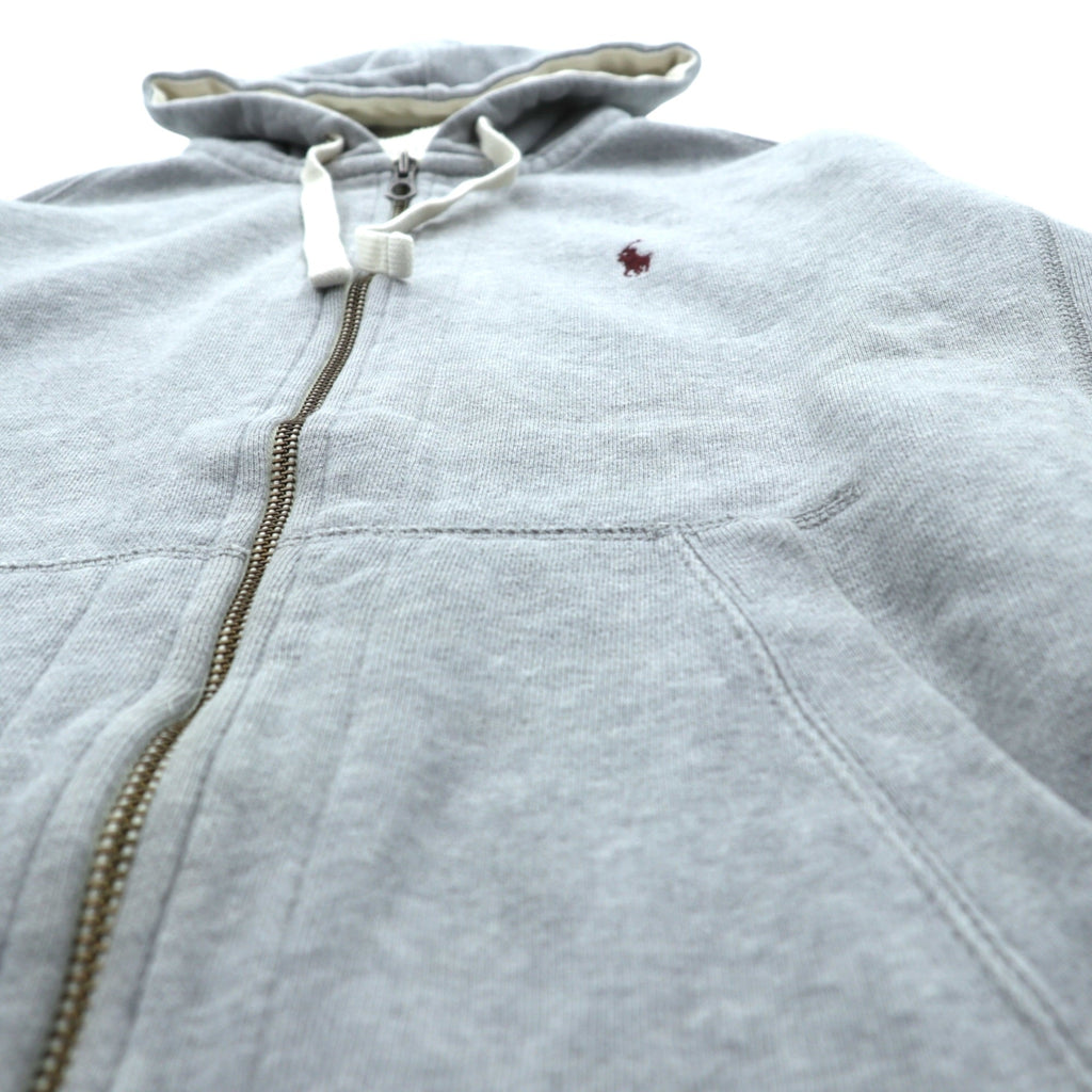 Polo Ralph Lauren 90年代 リバースウィーブ ジップパーカー M グレー スモールポニー刺繍 サーマル裏地