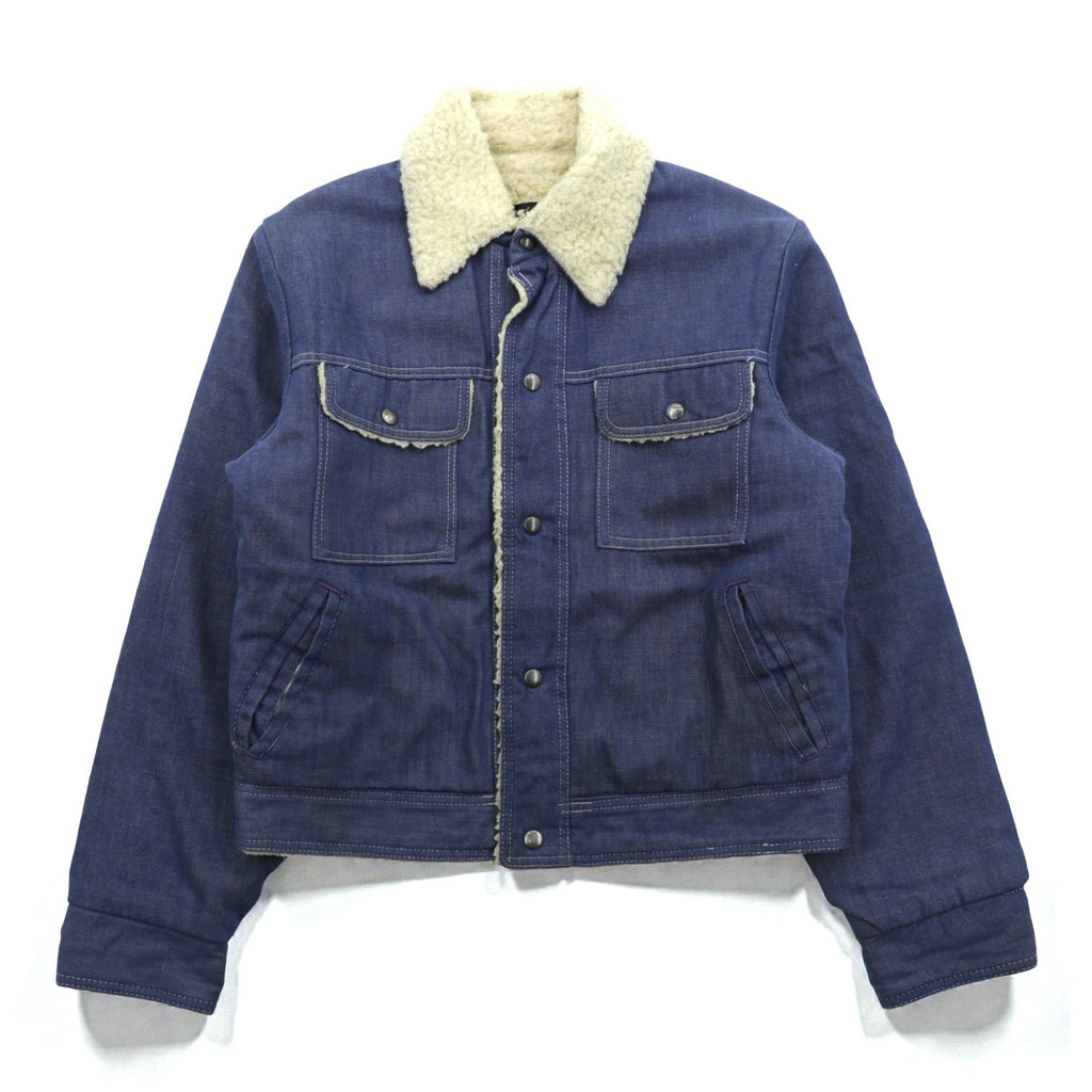 Sears 70年代 短丈 デニムジャケット Gジャン スナップボタン ワークジャケット L インディゴ 裏ボア