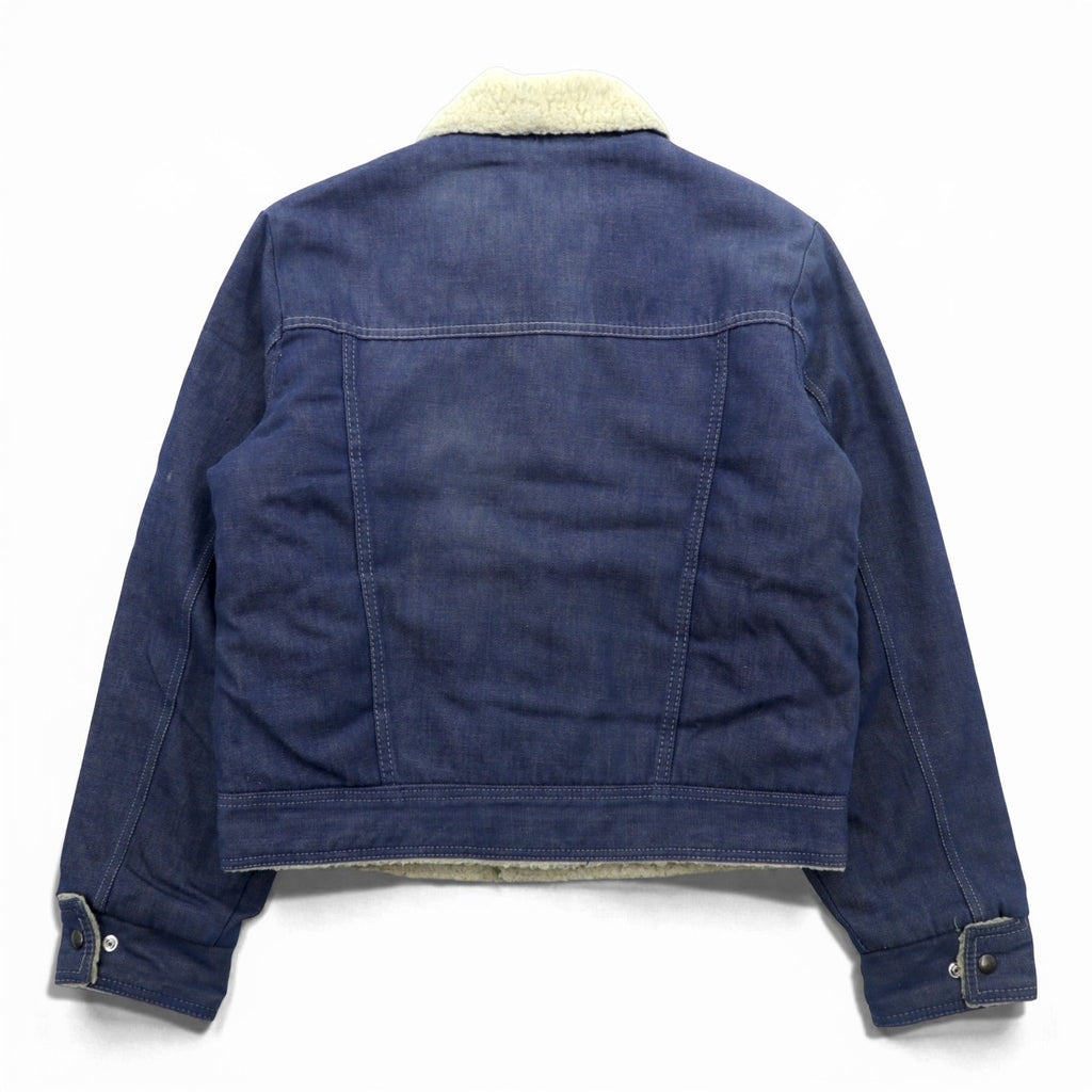 Sears 70年代 短丈 デニムジャケット Gジャン スナップボタン ワークジャケット L インディゴ 裏ボア