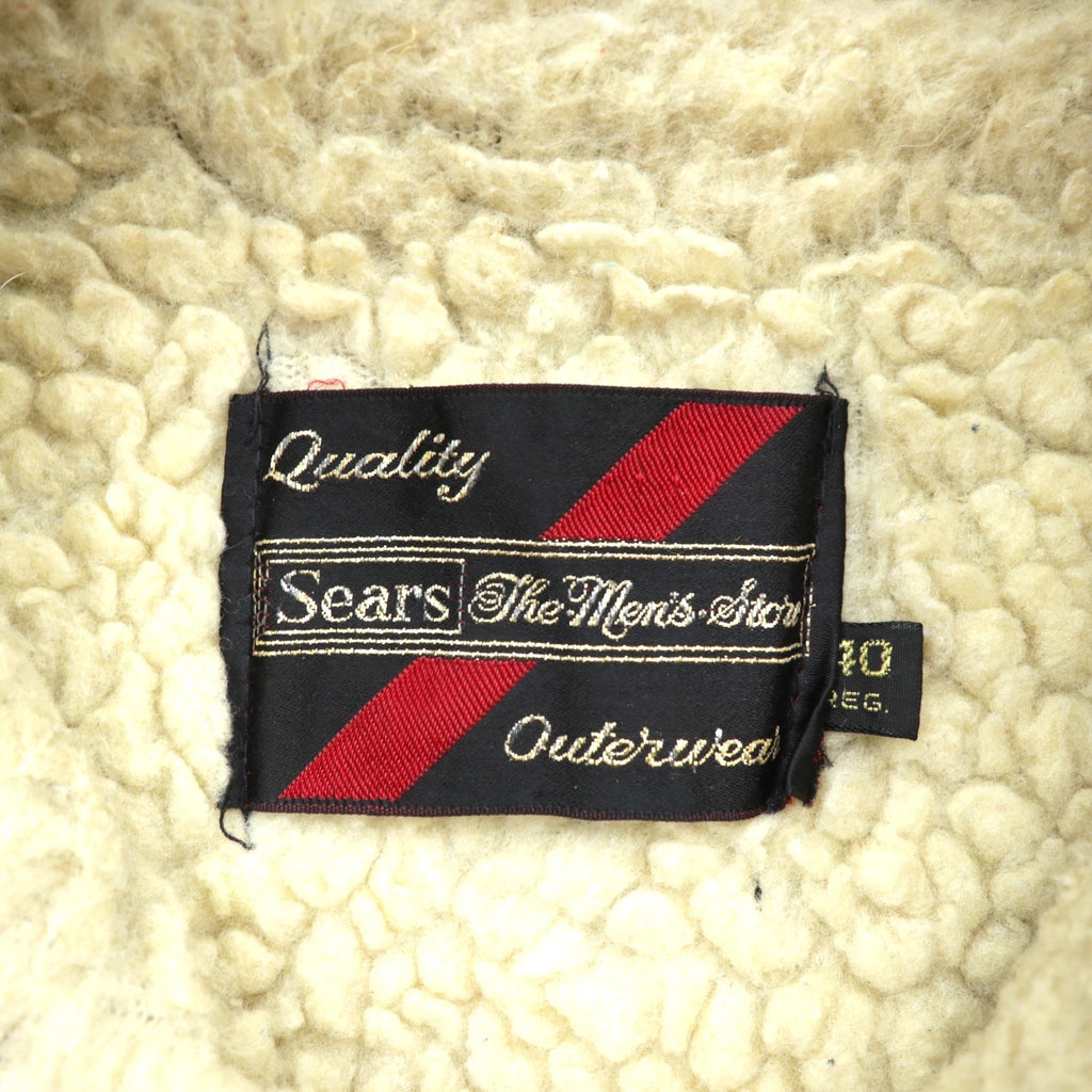 Sears 70年代 短丈 デニムジャケット Gジャン スナップボタン ワークジャケット L インディゴ 裏ボア