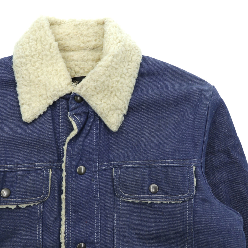 Sears 70年代 短丈 デニムジャケット Gジャン スナップボタン ワークジャケット L インディゴ 裏ボア